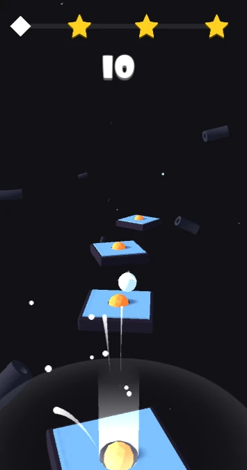 A white ball bouncing towards musical notes in Bouncy Musical Online music Game